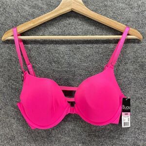 New Bijou Bralette Bra Women 34 C Pink Underwired Opaque Push Up Front Closure